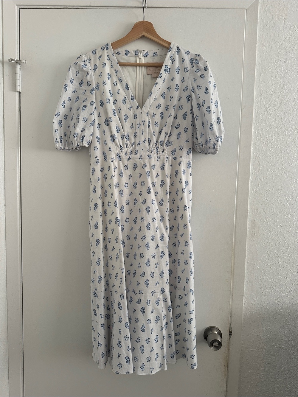 Gal Meets Glam White Dress with Blue Floral Print